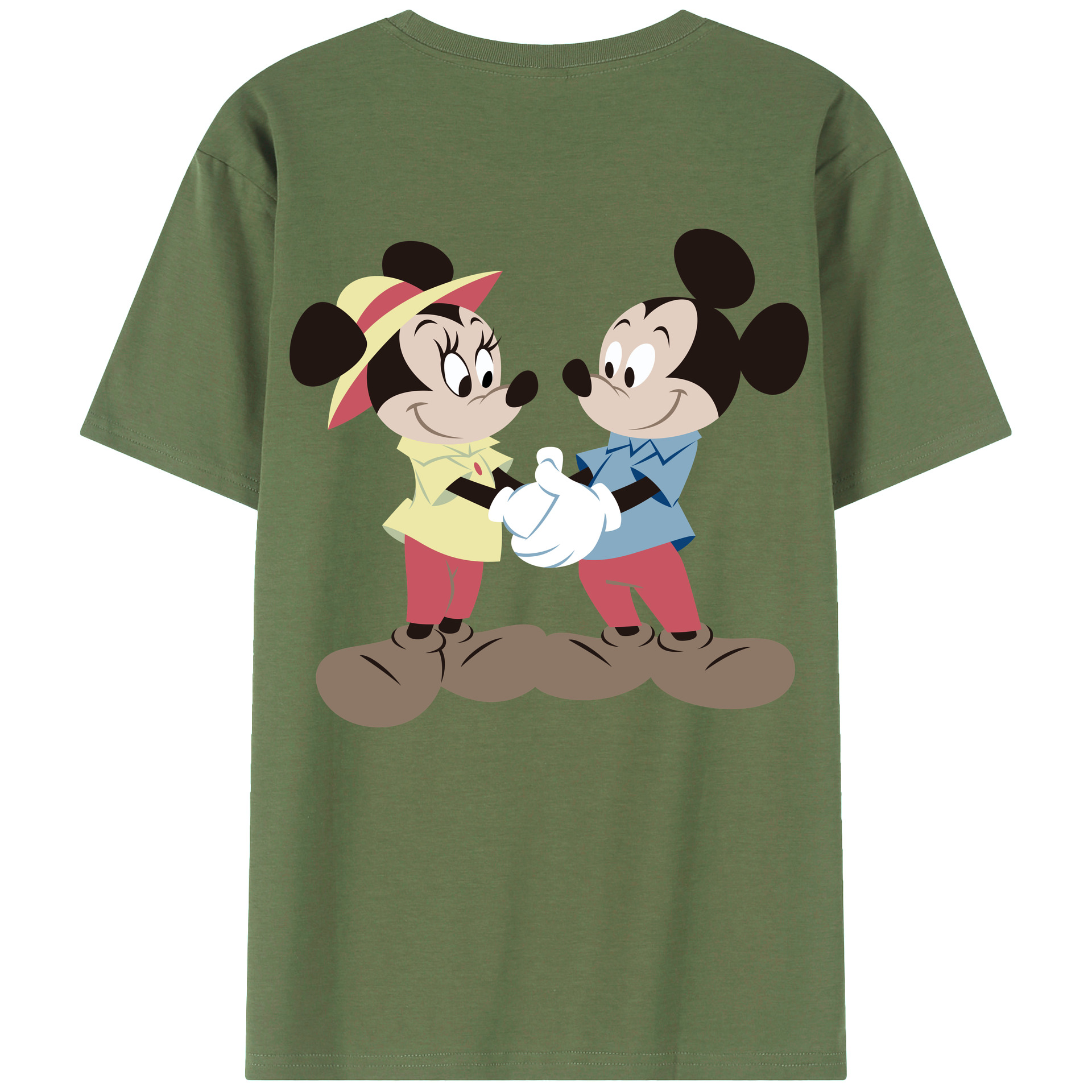（画像用） ミッキーマウス Mickey Mouse 綿100％ メンズ半袖Tシャツ（バックプリント） 通気性